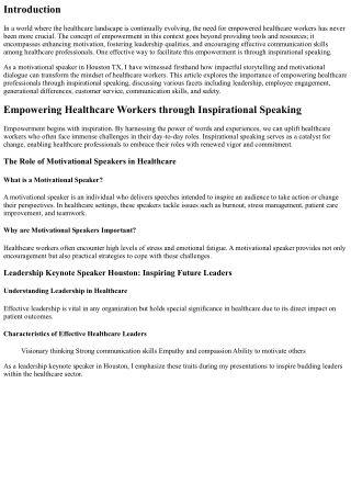 Empowering Healthcare Workers through Inspirational Speaking
