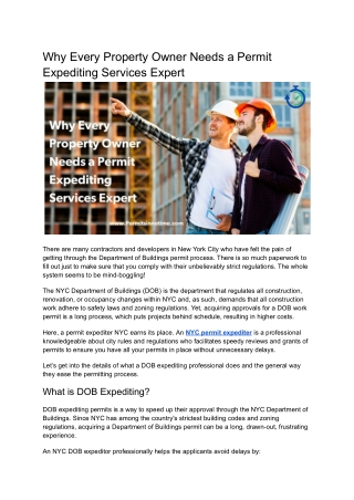 Why Every Property Owner Needs a Permit Expediting Services Expert