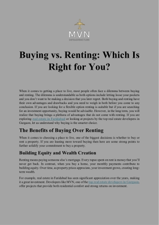 Buying vs. Renting Which Is Right for You