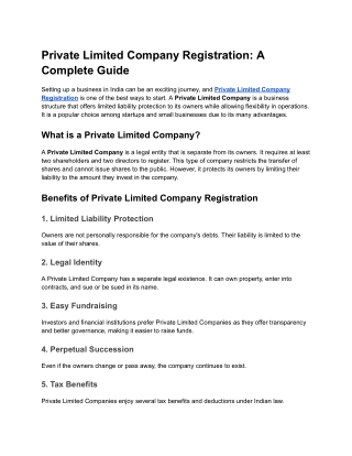 private limited company registration a complete