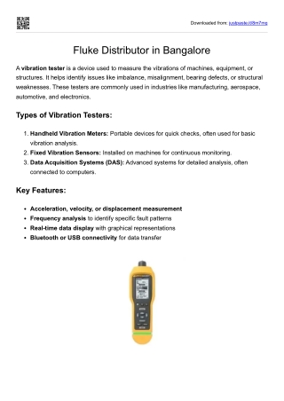 Fluke Distributor in Bangalore
