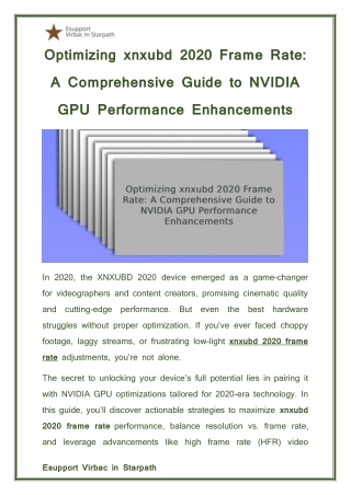 Optimizing xnxubd 2020 Frame Rate: A Guide to NVIDIA GPU Performance Enhancement