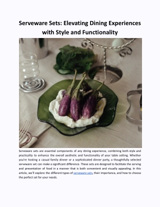 serveware sets elevating dining experiences with