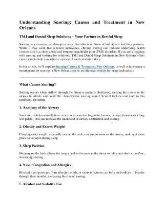understanding snoring causes and treatment