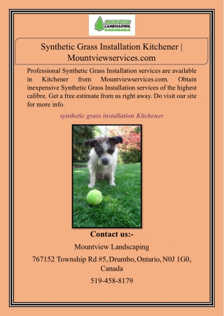 Synthetic Grass Installation Kitchener | Mountviewservices.com