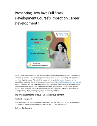 presenting how java full stack development course s impact on career development