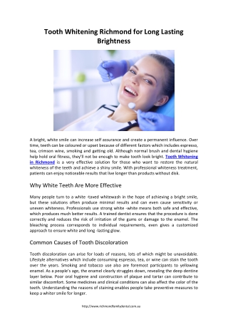 Tooth Whitening Richmond for Long Lasting Brightness