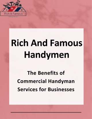Reliable Commercial Handyman Services for Your Business Needs