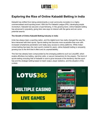Exploring the Rise of Online Kabaddi Betting in India