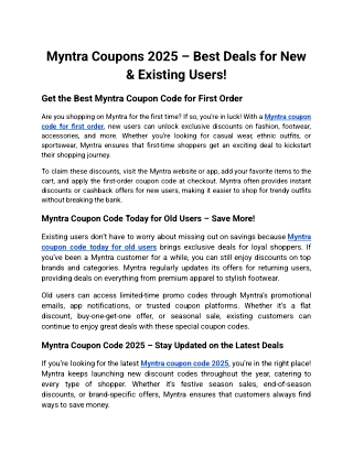 Myntra coupon code for first order