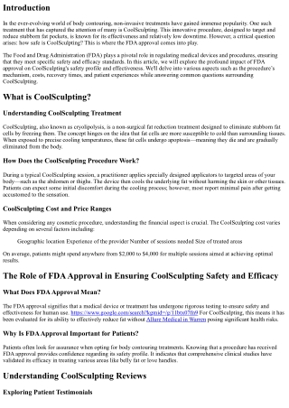 The Role of FDA Approval in Ensuring CoolSculpting Safety and Efficacy