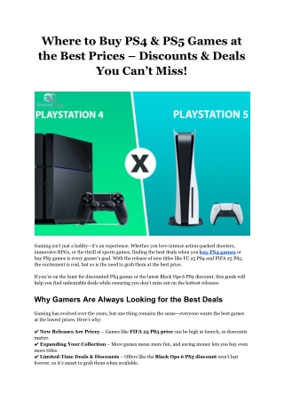Where to Buy PS4 & PS5 Games at the Best Prices – Discounts & Deals You Can’t Miss