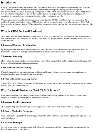 Unlocking Growth: The Best CRM Solutions for Small Businesses in 2023