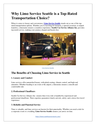 Why Limo Service Seattle is a Top Rated Transportation Choice