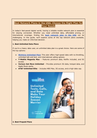 Best Network Plans in the USA: Choose the Right Plan for Your Needs