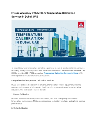 Ensure Accuracy with MECL's Temperature Calibration Services in Dubai, UAE