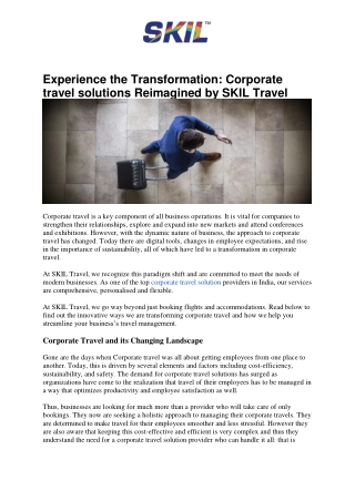 Experience the Transformation_ Corporate travel solutions Reimagined by SKIL Travel
