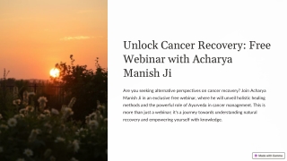 unlock cancer recovery free webinar with acharya