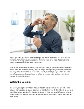 Key Supplements for People as They Age