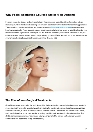 Why Facial Aesthetics Courses Are in High Demand