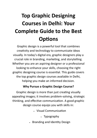 Graphic Designing Course in Delhi