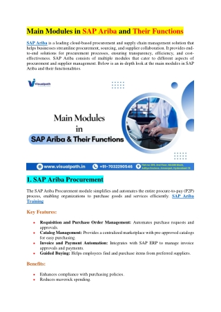 Best Sap Ariba Training Institutes in Hyderabad - Visualpath