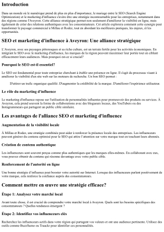 SEO et marketing d'influence à Aveyron: Une alliance stratégique,