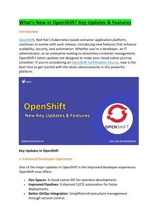 what s new in openshift key updates features