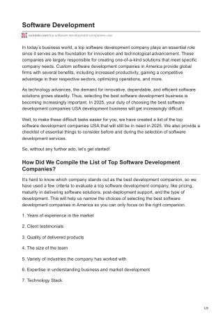 Top 10 Software Development Companies in USA 2025