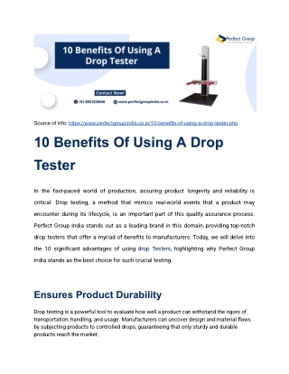 10 Benefits Of Using A Drop Tester