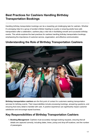 Best Practices for Cashiers Handling Birthday Transportation Bookings