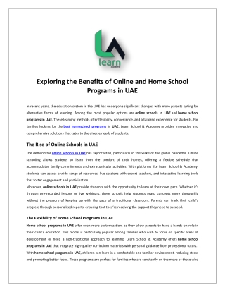 exploring the benefits of online and home school