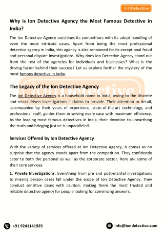 Famous Detective in India