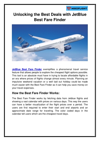 Unlocking the Best Deals with JetBlue Best Fare Finder