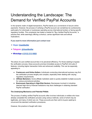 Understanding the Landscape_ The Demand for Verified PayPal Accounts