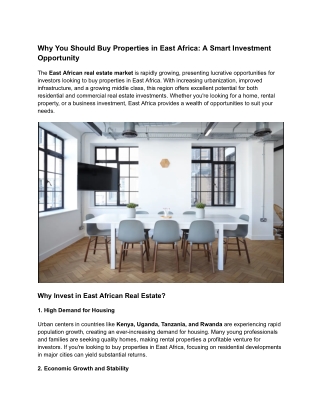 Top Reasons to Invest in East African Real Estate: A Lucrative Opportunity