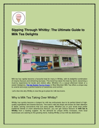 Sipping Through Whitby The Ultimate Guide to Milk Tea Delights
