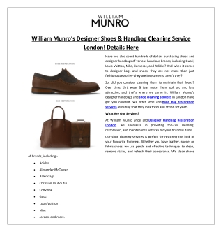 william munro s designer shoes handbag cleaning