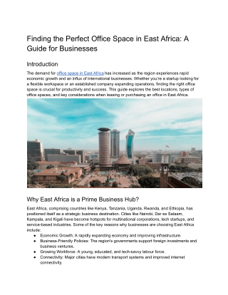 Finding the Perfect Office Space in East Africa: A Guide for Businesses