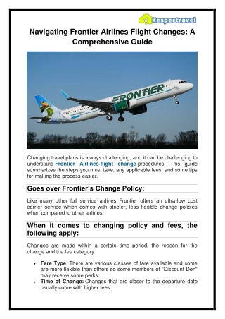 Navigating Frontier Airlines Flight Changes A Comprehensive Guide