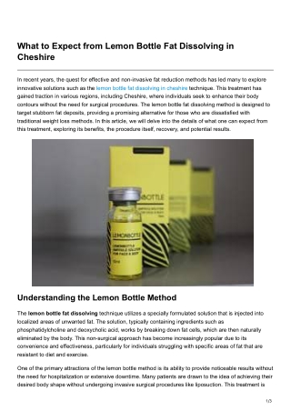 What to Expect from Lemon Bottle Fat Dissolving in Cheshire