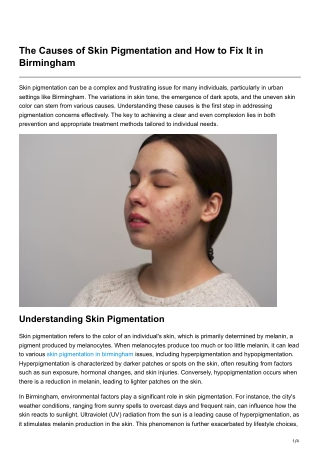 the causes of skin pigmentation