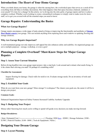 Planning a Complete Overhaul? Must-Know Steps for Major Garage Repairs
