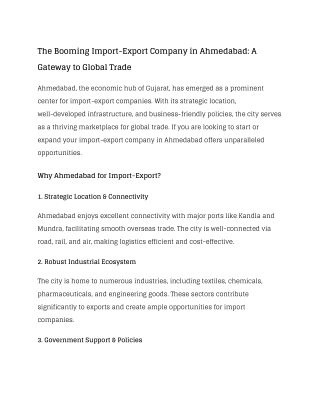 The Booming Import-Export Company in Ahmedabad A Gateway to Global Trade