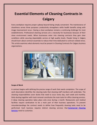 essential elements of cleaning contracts