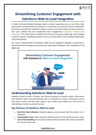 Streamlining Customer Engagement with Salesforce Web-to-Lead Integration