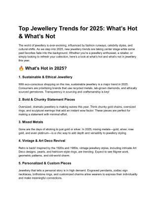 Top Jewellery Trends for 2025_ What’s Hot & What’s Not