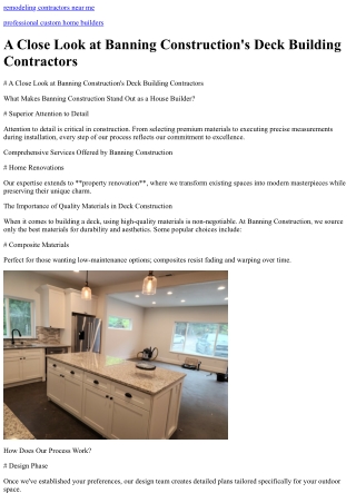 A Close Look at Banning Construction_s Deck Building Contractors
