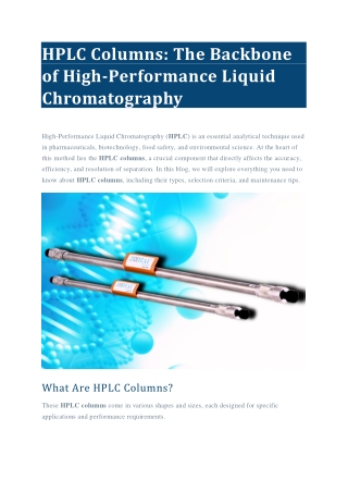 hplc columns the backbone of high performance