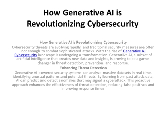 how generative ai is revolutionizing cybersecurity
